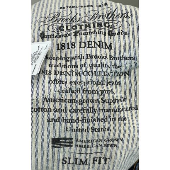 Brooks Brothers 1818 Denim Jeans Men’s Size 38x34 Slim Fit Supima Cotton - Picture 5 of 7